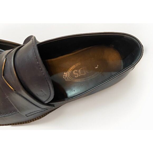Mens Tods Blue Leather Penny Bar Loafers Oxfords Shoes 8 main image 10